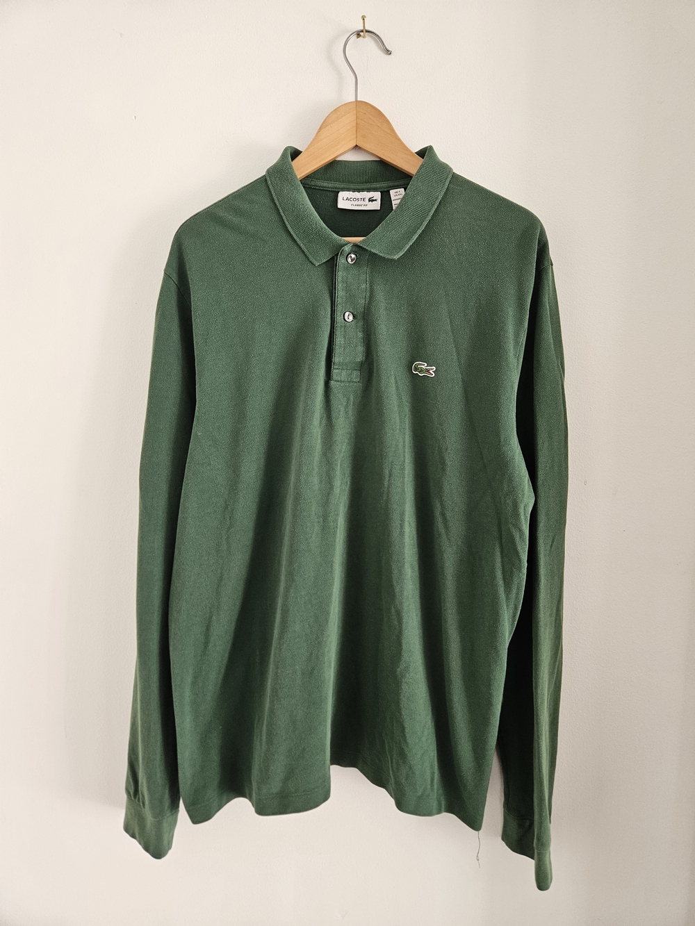 Lacoste Long Sleeve Polo Shirt Mens 2XL Size 7 Classic Fit
